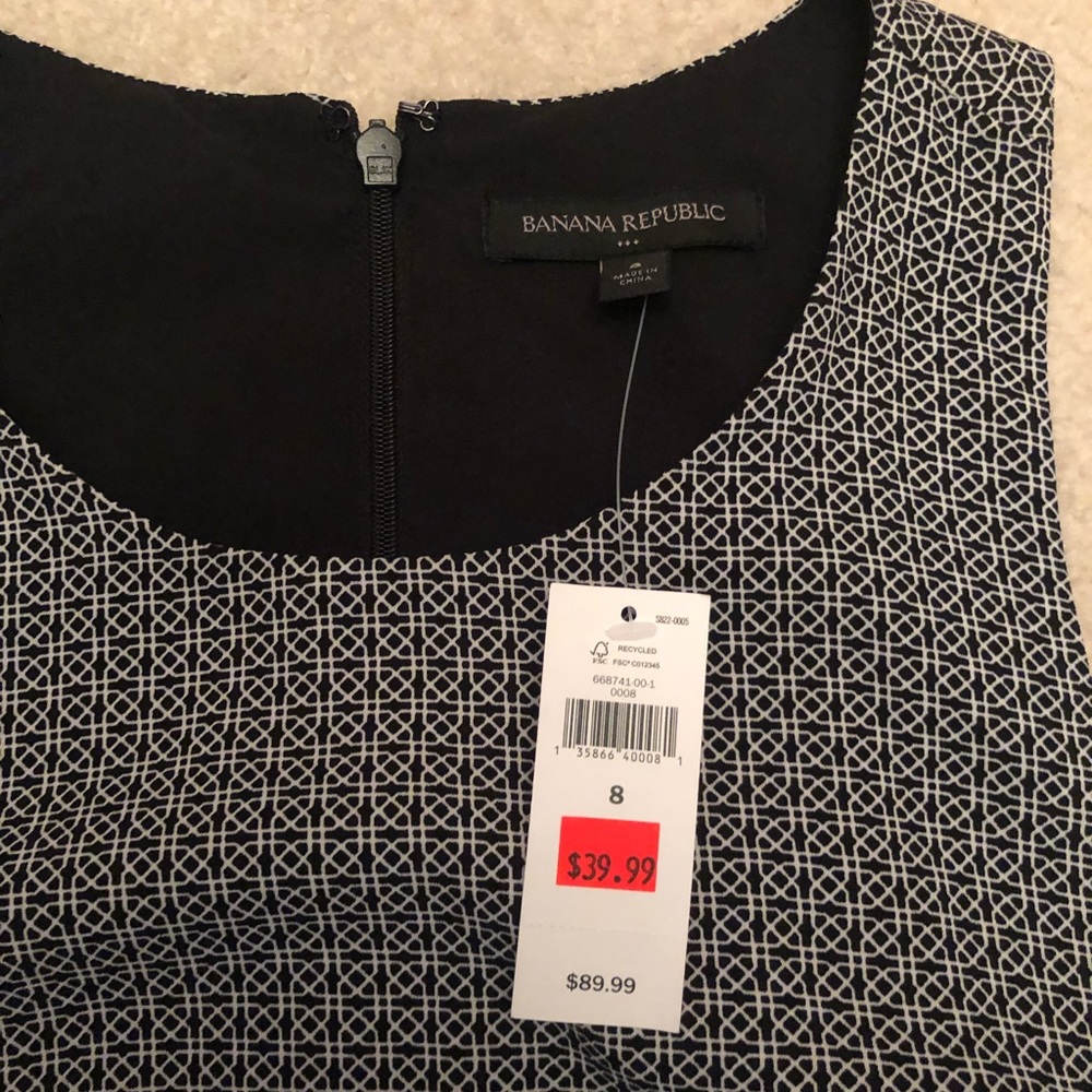 Banana Republic High Low Dress Pattern Black White size 8 - Picture 5 of 7
